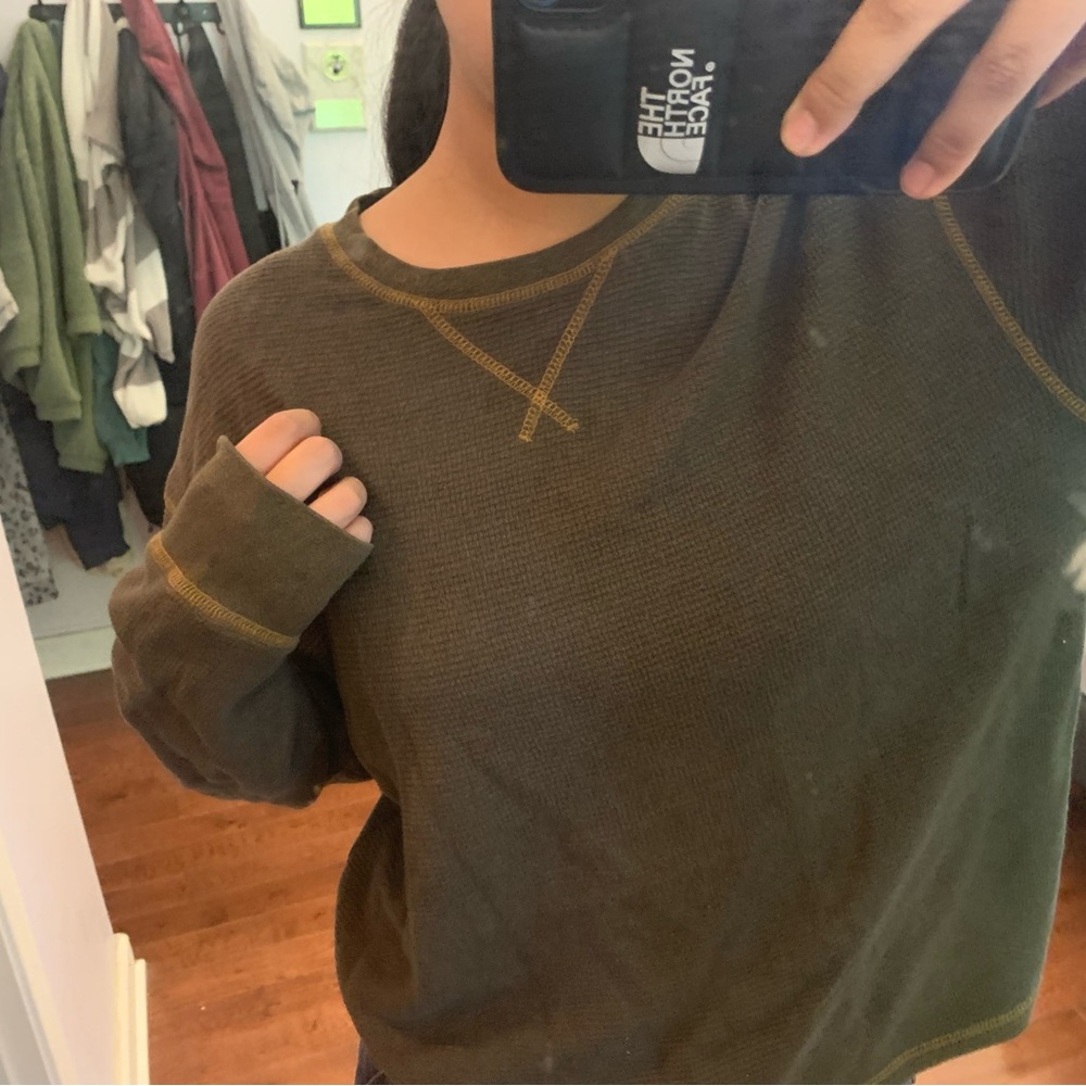 🍂 Redhead Forest Green Sweater with Stitch Detailing (Oversized)